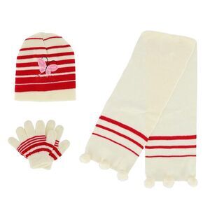 Heat Trendz Girl's One Size Fits Most Stripe Butterfly Hat Gloves and Scarf